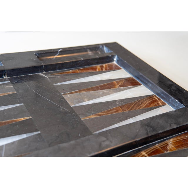 Mid-Century Modern 1970's Onyx and Marble Backgammon Set For Sale - Image 3 of 10