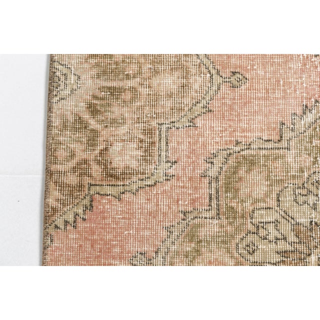 1960s Mid 20th Century Muted Pink Turkish Runner Rug For Sale - Image 5 of 10