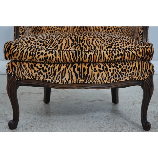 Pair of Cheetah Print Louis XVI Style Bergere Chairs For Sale - Image 10 of 18