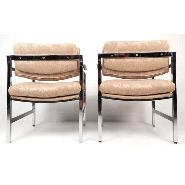 1970s Mid-Century Modern Milo Baughman Style Armchairs - a Pair For Sale - Image 5 of 6