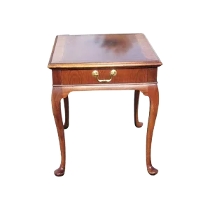 Hickory Chair Chippendale Mahogany Banded Top Side Table With Queen Ann Legs