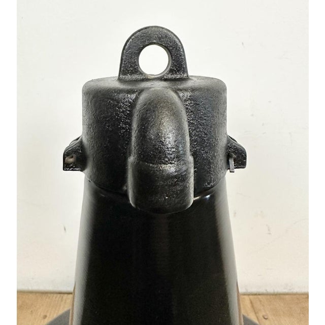 Industrial Black Pendant Factory Lamp with Cast Iron Top, 1970s For Sale - Image 12 of 17