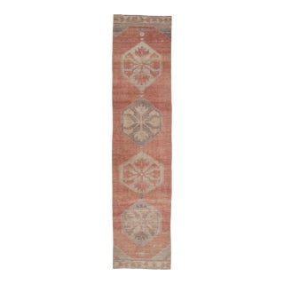 1970s Vintage Handmade Wool Cotton Orange Runner Rug For Sale