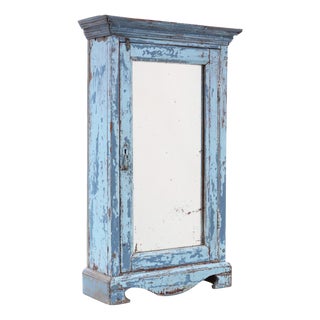 Blue Painted Cabinet with Mirror, 1900s For Sale