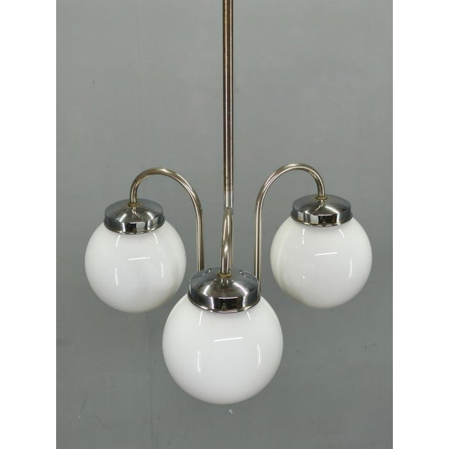 Czech Art Deco Chandelier with Opaline Glass Globes, 1930s For Sale - Image 3 of 11