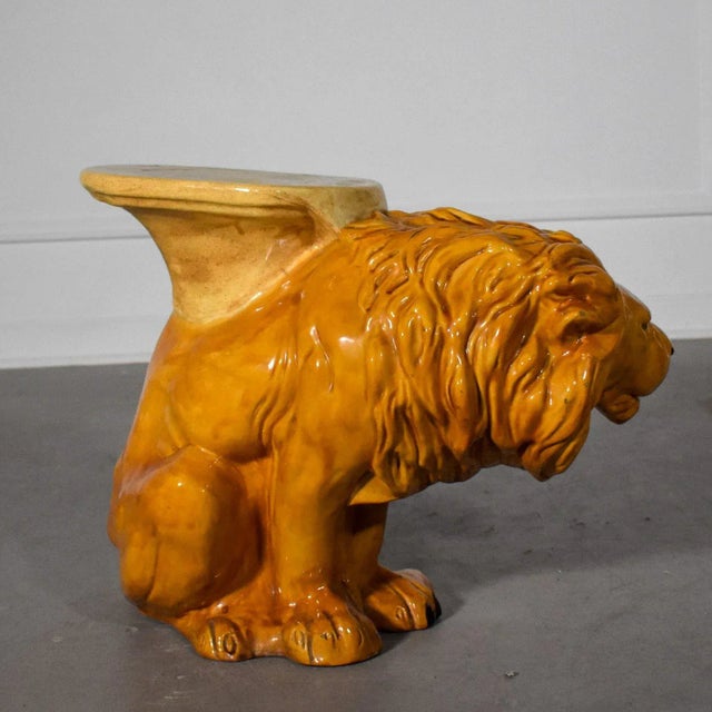 Mid 20th Century Rare Midcentury Italian Lion Garden Stool For Sale - Image 5 of 8