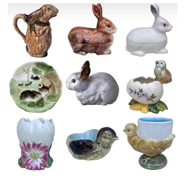 French Majolica Goose Egg Cup Sarreguemines Circa 1920 For Sale - Image 9 of 10