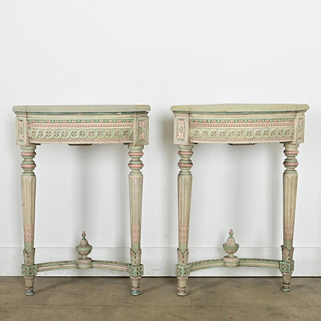 French French Pair of Early 20th Century Louis XVI Style Corner Tables For Sale - Image 3 of 15