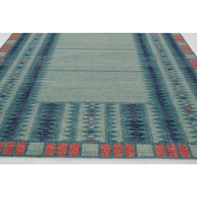 Mid-Century Modern Contemporary Scandinavian Style Geometric Distressed Rug by Rug & Kilim, India For Sale - Image 3 of 10