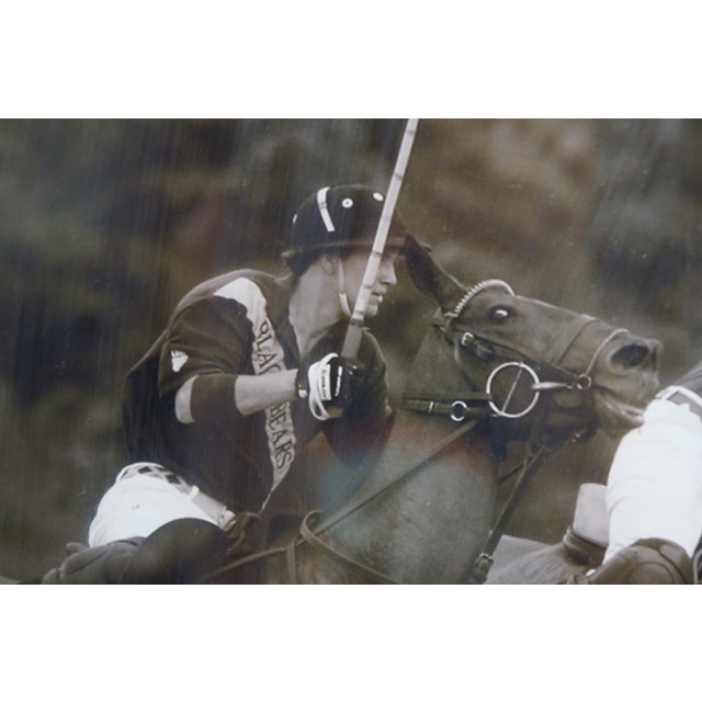 Trowbridge Black & White Polo Players Equestrian Horse Photograph Print Burl 25" For Sale - Image 9 of 10