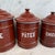 Set of Five French Reddish Brown Enamel Kitchen Canisters With Original Lids For Sale In Portland, ME - Image 6 of 18