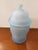 American Vintage Indiana Glass Satin Frosted Baby Blue Glass Apothecary Lidded Ginger Jar For Sale - Image 3 of 7