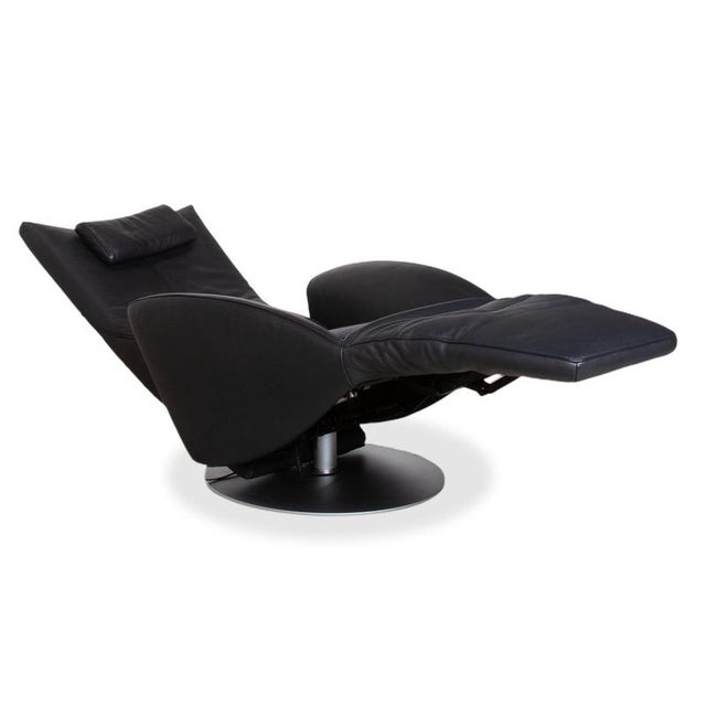 FSM Mate Leather Armchair in Dark Blue with Electric Function Battery Recliner For Sale - Image 4 of 12