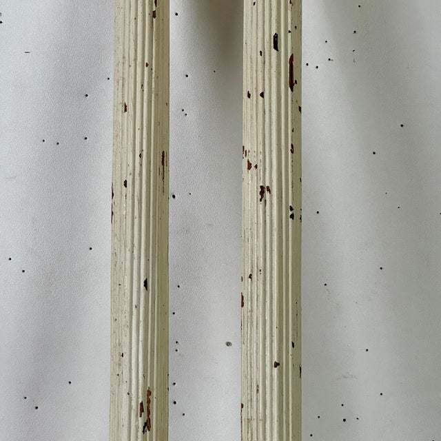 Early 20th Century Pair of Slender Antique Architectural Salvage Cylindrical Fluted & White Painted Wood Columns For Sale - Image 5 of 8
