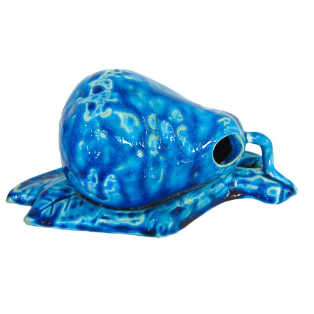 French Majolica Glazed Pear Wall Pocket Vase 8"h X 3.75"w X 3.5"d For Sale - Image 4 of 5