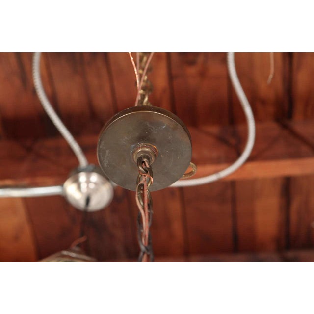 Mid-Century Five-Light Brass Finish Chandelier For Sale - Image 9 of 10