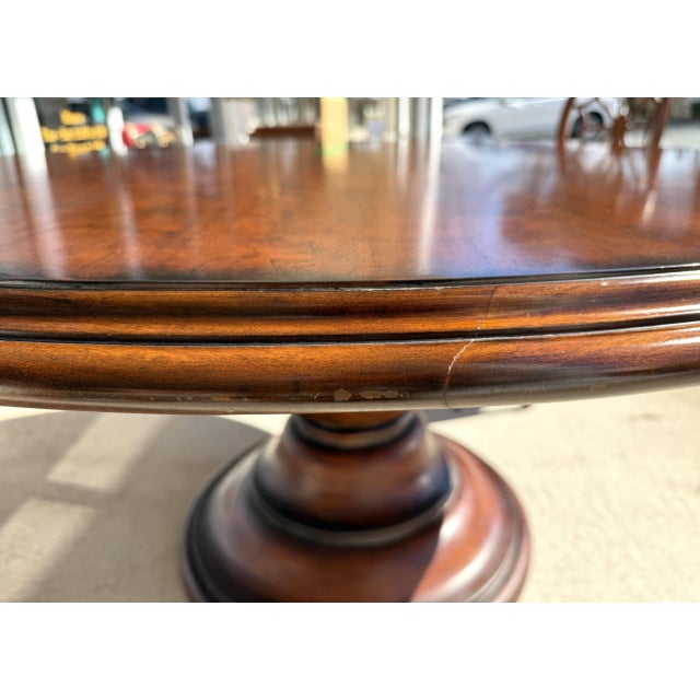 7 Piece 5ft Round Dining Set With Coral Upholstery For Sale - Image 13 of 18