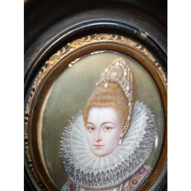 Renaissance 19th Century Miniature Water Portrait of Isabella Clara Eugenia After Frans Pourbus For Sale - Image 3 of 7