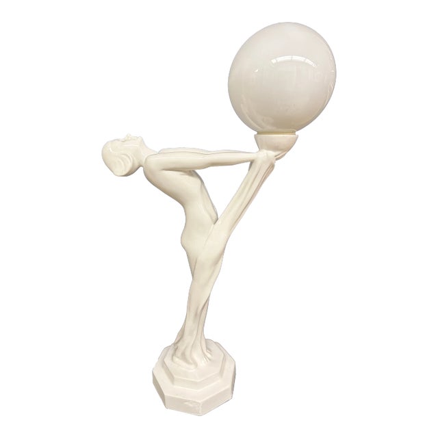 Mid-Century Italian Porcelain Lady in the Nude Globe Lamp For Sale