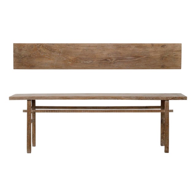 Vintage Elmwood Console Table – Weathered Natural Finish, 100″ For Sale