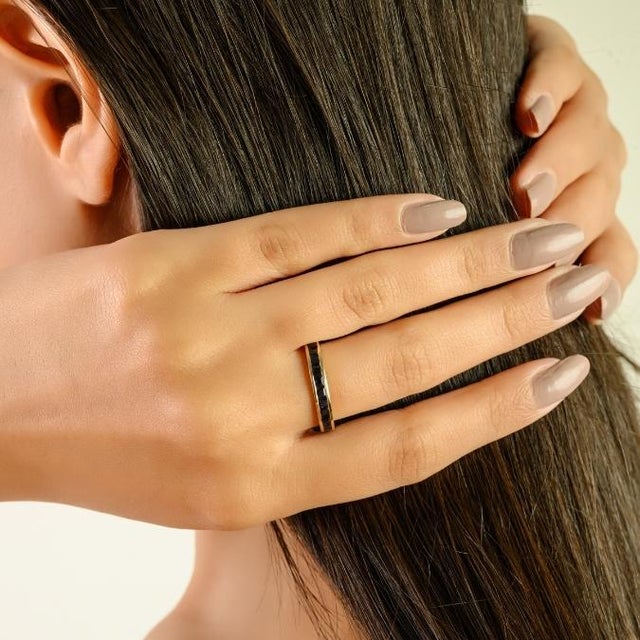 Art Nouveau 14k Gold 1.21 Ct Natural Blue Sapphire Channel Set Half Eternity Band Size 5 by VRJewels For Sale - Image 3 of 16