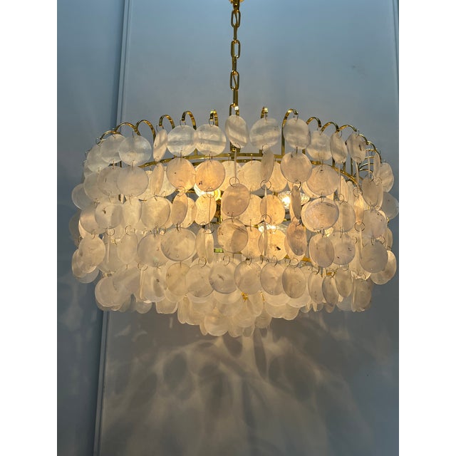 Capiz Chandelier with Gold Frame, 2019 For Sale - Image 4 of 10