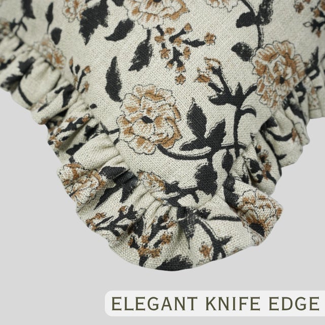 Contemporary Thick Linen Frill Pillow Cover Decorative Ruffle Cushion for Sofa, Bed & Chair 14x36 Inch- Rameswaram For Sale - Image 3 of 6