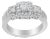 14K White Gold Round and Princess-Cut Diamond Three Stone Ring (1 Cttw, H-I Color, I1-I2 Clarity) - Size 8 For Sale