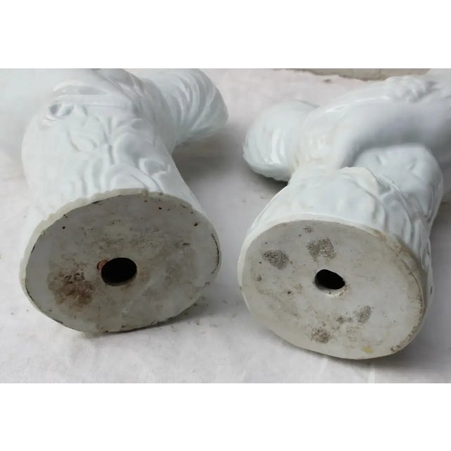 White Pair of Vintage White Ceramic Roosters For Sale - Image 8 of 11