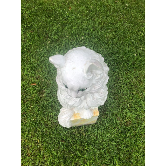 Large Vintage Italian Glazed Terracotta Cat With Glass Eyes For Sale In Raleigh - Image 6 of 9