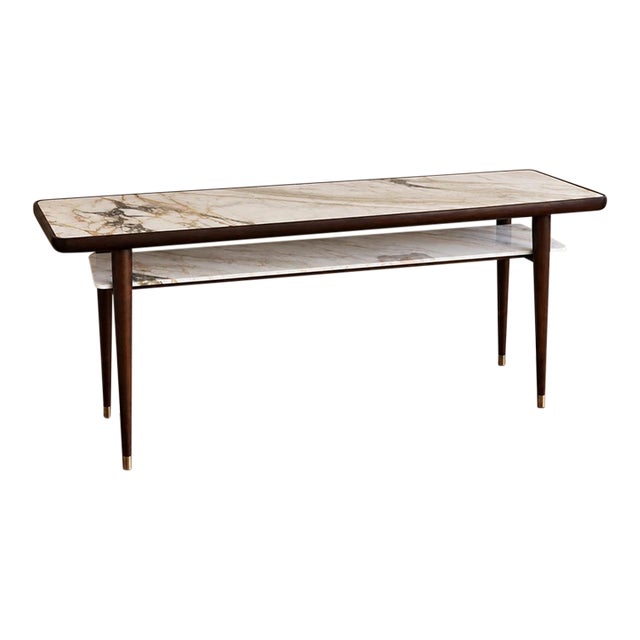 Porada Chantal Console in White Calacatta Marble & Black Ash For Sale