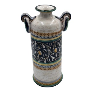 Vintage Italian Pottery Majolica Castelli for Cottura Bud Vase Decor For Sale