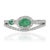 Mid-Century Modern Mid 20th Century Style Sterling Silver Emerald & Diamond Halo Bypass Ring Size 7.5 For Sale - Image 3 of 12