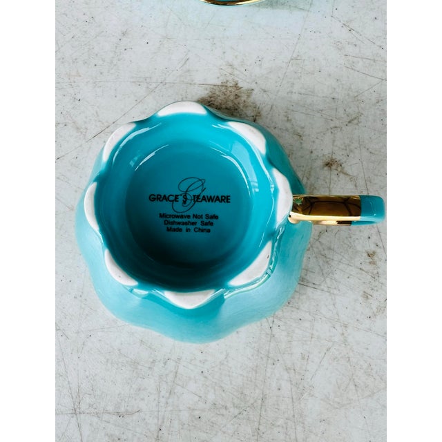 Late 20th Century Vintage-Inspired Teal Lustre Tea Service With Gold Trim - 5 Pieces For Sale - Image 5 of 5