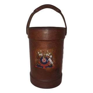 Art Deco Cowhide Leather Wastepaper Basket, 1930s For Sale
