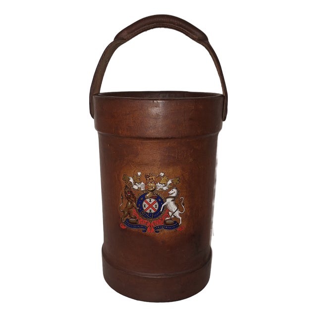 Art Deco Cowhide Leather Wastepaper Basket, 1930s For Sale