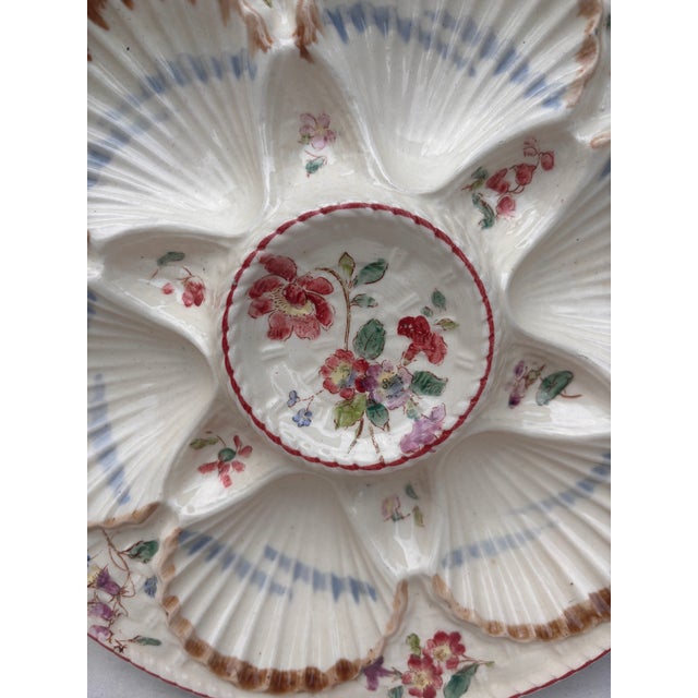 Longchamp 19th Century Majolica Oyster Flowers Plate Longchamp For Sale - Image 4 of 5