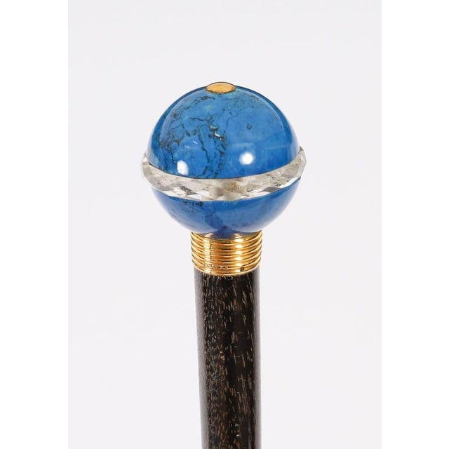 Blue Antique Lapis Lazuli Walking Stick Cane by Briggs, 1890s For Sale - Image 8 of 10