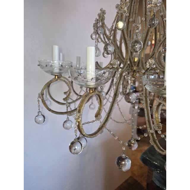 Transparent Large Vintage Clear Murano Glass Drop Chandelier For Sale - Image 8 of 12