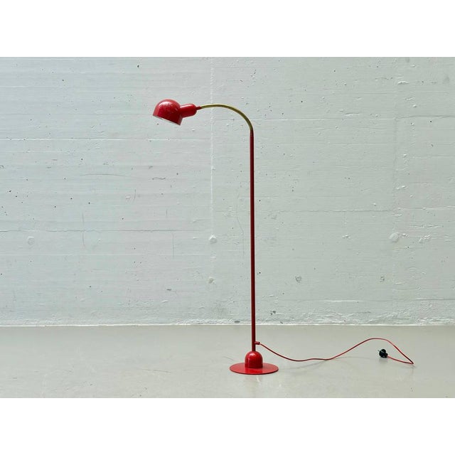 Red Metal Gooseneck Floor Lamp, 1970s For Sale - Image 14 of 14