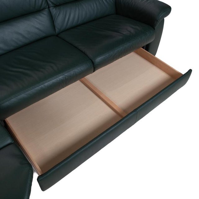 Green Leather Three-Seater Green Sofa from Himolla For Sale - Image 8 of 18