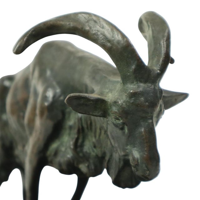 Antique Goat Sculpture in Bronze and Marble, 1920s For Sale - Image 10 of 18
