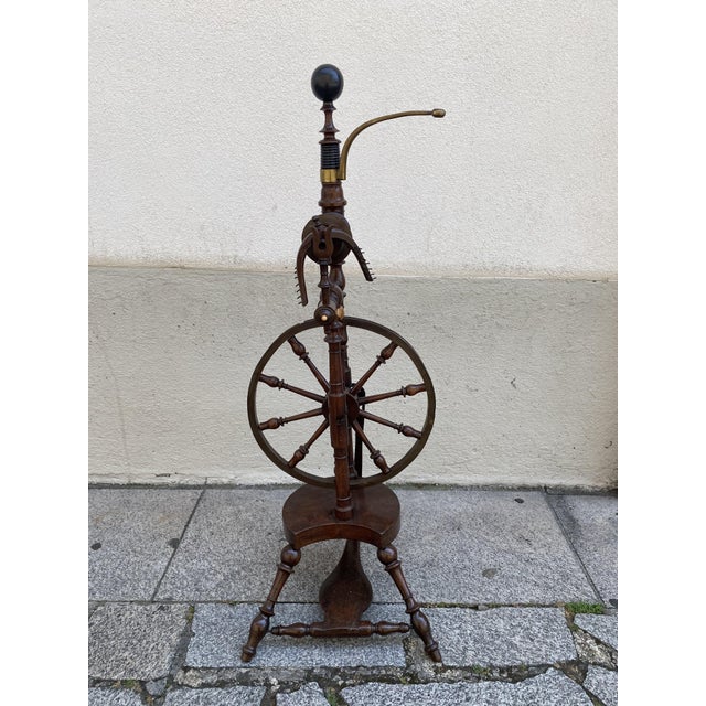 Brown Spinning Wheel in Chestnut For Sale - Image 8 of 18