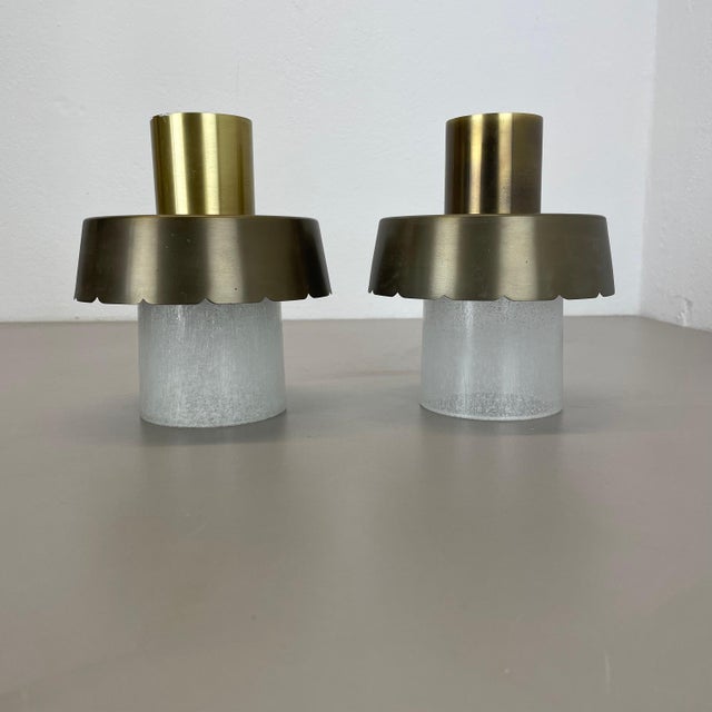 Contemporary Minimalist Brass and Glass Tube Ceiling Lights, Italy 1970s, Set of 2 For Sale - Image 3 of 18