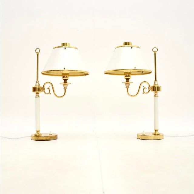 Vintage Swedish Brass and Tole Table Lamps from Boréns, 1970s, Set of 2 For Sale - Image 11 of 11