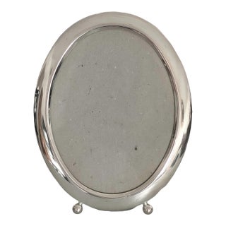 Elegant English Silver Plated Oval Photo Picture Frame 5 X 7" For Sale