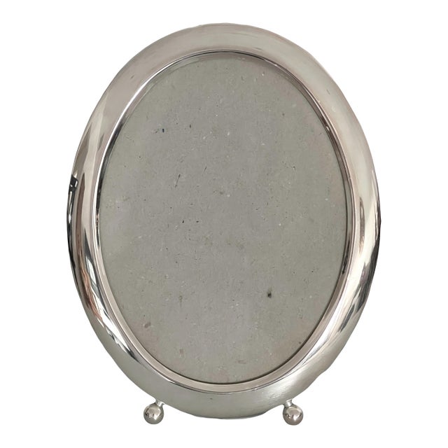 Elegant English Silver Plated Oval Photo Picture Frame 5 X 7" For Sale