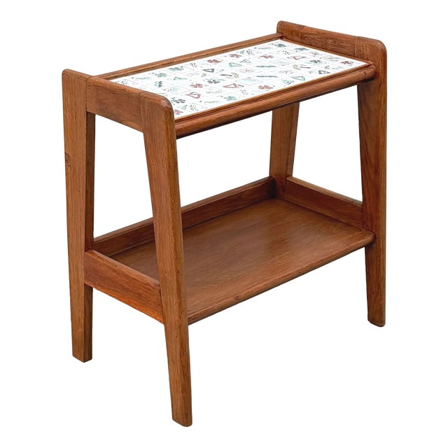 Side Table in Wood and Ceramic, France, 1950 For Sale