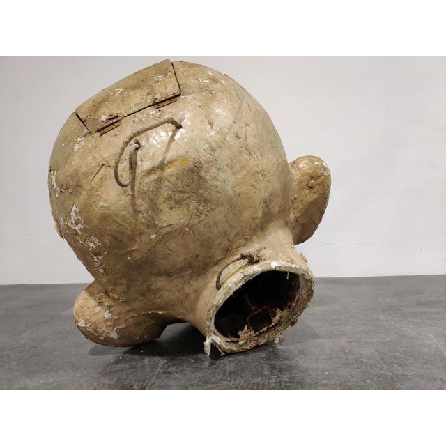 Large Antique Papier Mache Carnival Masks, 1900s, Set of 2 For Sale - Image 13 of 14