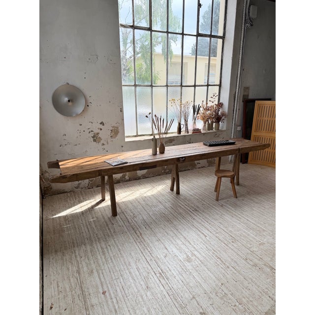 Brutalist Folk Art Table in Pine and Oak, 1950s For Sale - Image 6 of 18